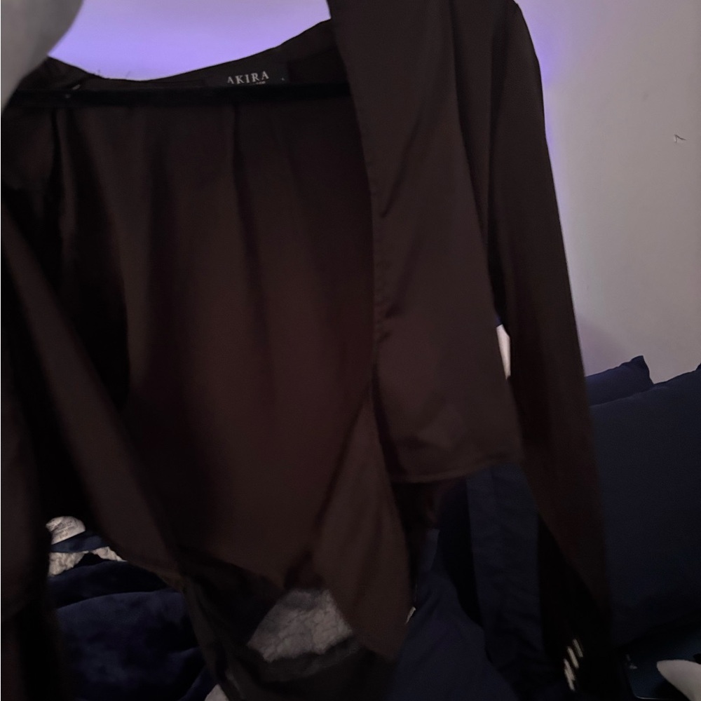 AKIRA Elegant Black Sheer Blouse